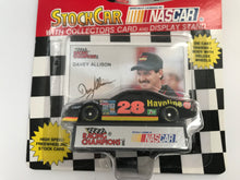 Load image into Gallery viewer, 1993 NASCAR Davey Allison Die Cast Replica Racing Car w/ Collectors Card &amp; Stand
