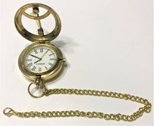Load image into Gallery viewer, Nautical Brass Pocket Watch w/ Sun Dial
