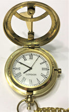 Load image into Gallery viewer, Nautical Brass Pocket Watch w/ Sun Dial

