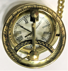 Nautical Brass Pocket Watch w/ Sun Dial