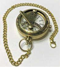 Load image into Gallery viewer, Nautical Brass Pocket Watch w/ Sun Dial
