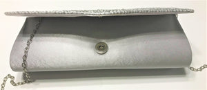 Silver Clutch Purse w/ Chain Snap Closure
