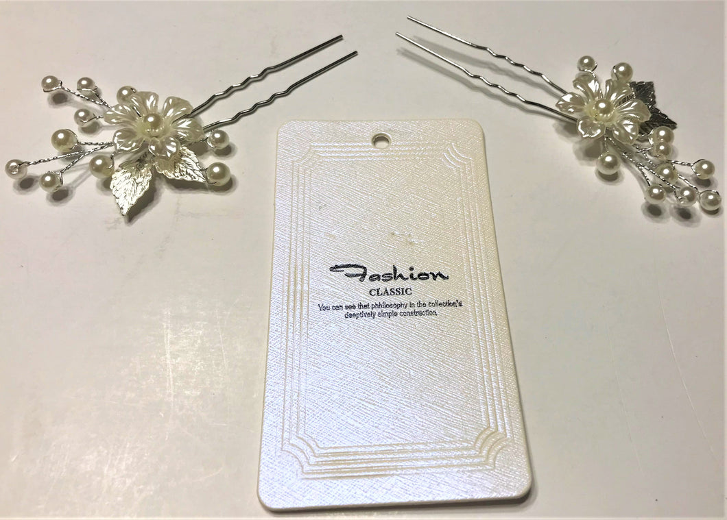 (2) Pack Wedding Flower Hair Pins
