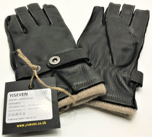 Yiseven 100% Deerskin Black Leather Gloves Men's Size (9)