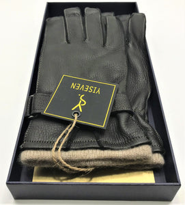Yiseven 100% Deerskin Black Leather Gloves Men's Size (9)